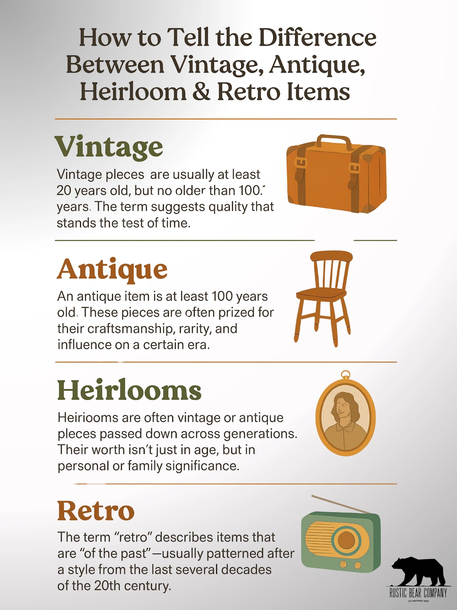 How to Tell Vintage, Antique, Heirloom & Retro Items Apart